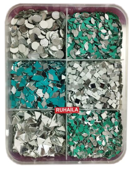 RUHAILA 6 DIFFERENT SHAPE MIRROR FOR ART & CRAFT 900 PCS + FEBRIC GLUE FREE
